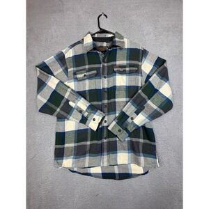 Orvis Classic Collection Mens Flannel Shirt Blue Green Plaid M/M Medium